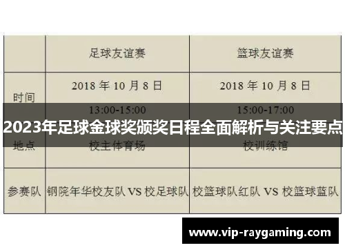 2023年足球金球奖颁奖日程全面解析与关注要点